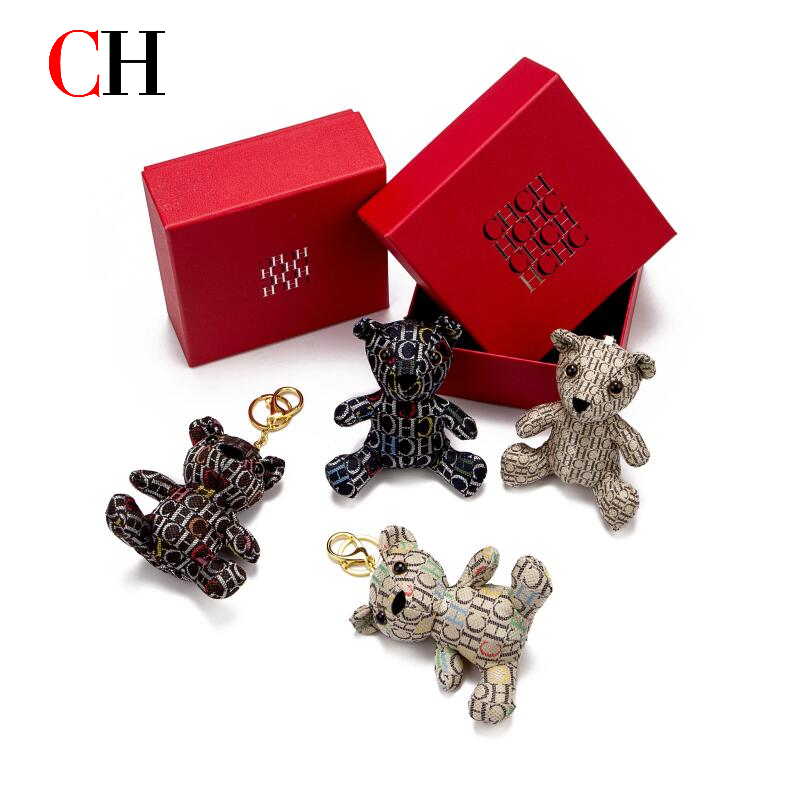 Monogram Keychain Leather - Gantungan Kunci Boneka Beruang CH dengan