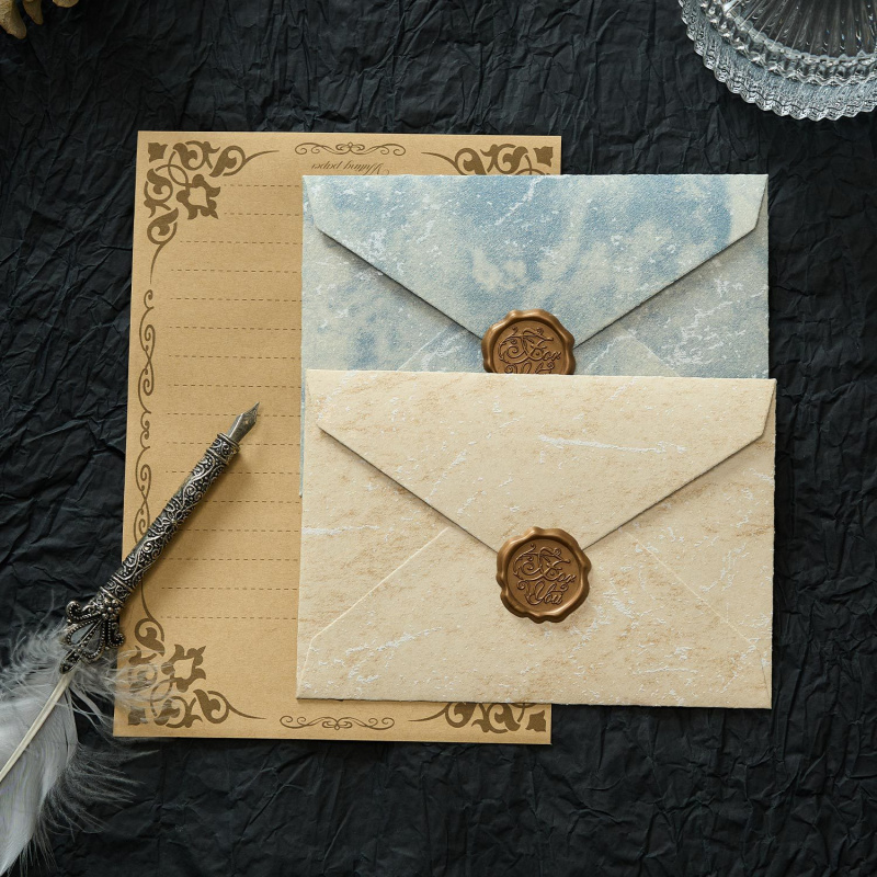 Wax Seal Letter Kit - 5 Buah Amplop Tekstur Gaya Saluran