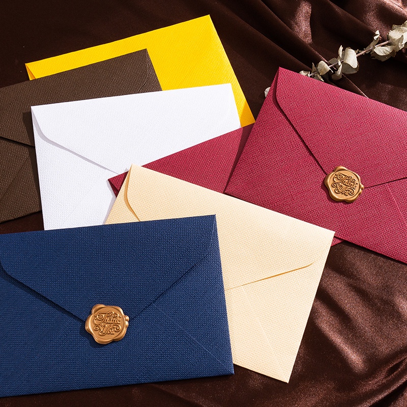 Wax Seal Letter Kit - Kartu pos undangan, 5 buah, Linen