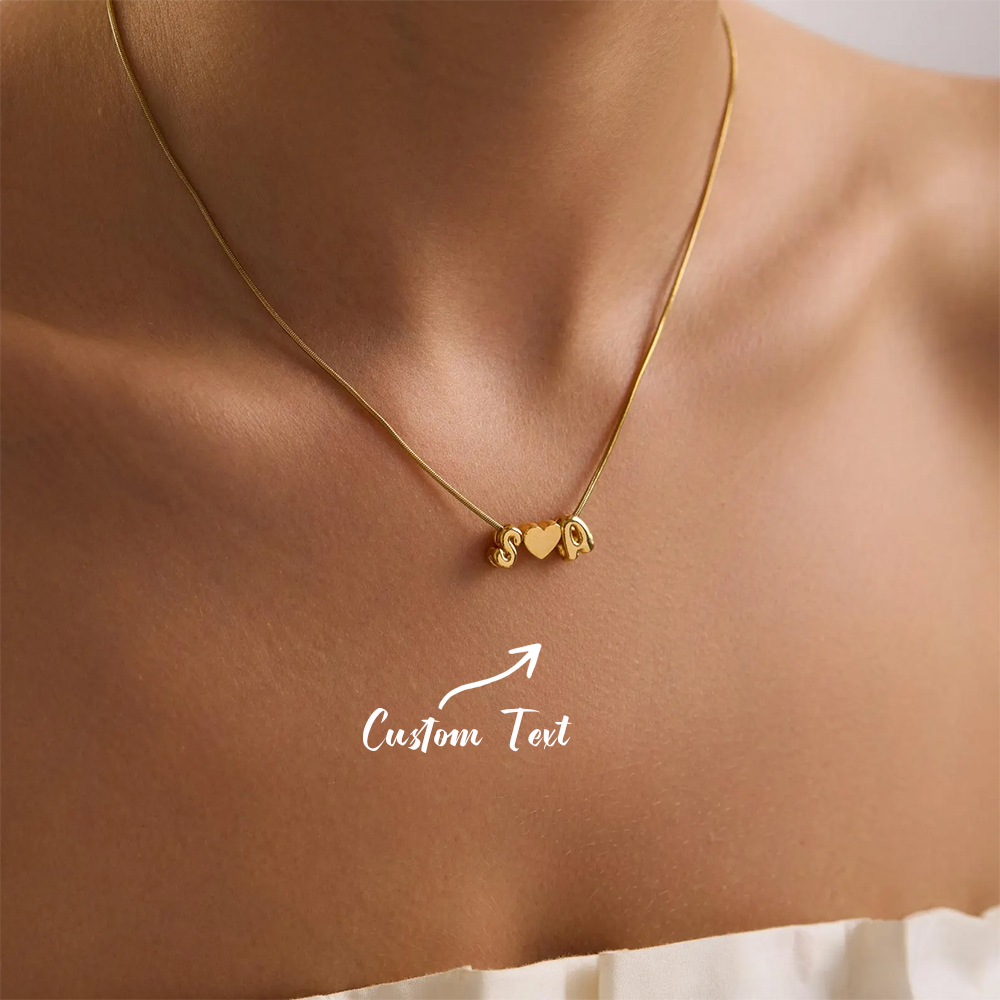 Name Necklace Custom - Kalung Hati Gelembung 3D dengan Dua