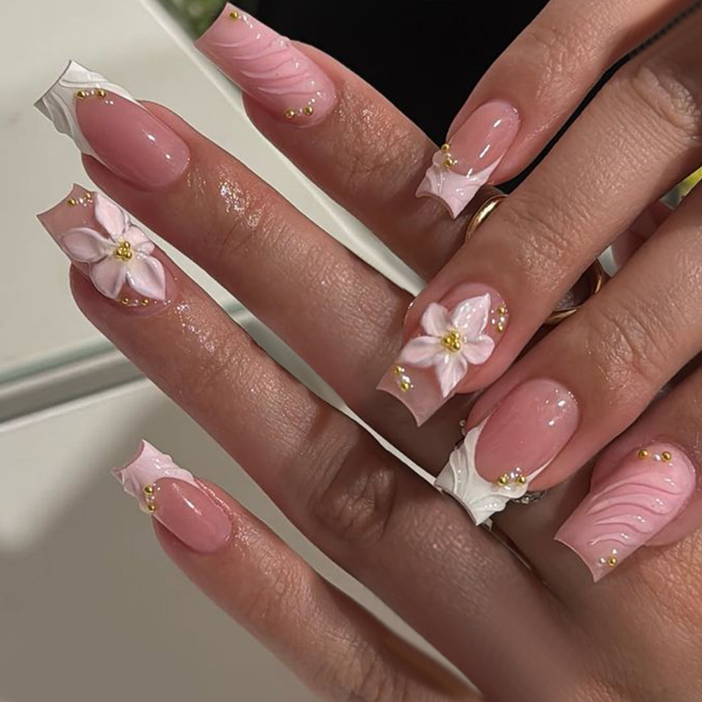 24 buah per kotak. Kuku palsu  - Pressed Flower Art ulasan dan harga