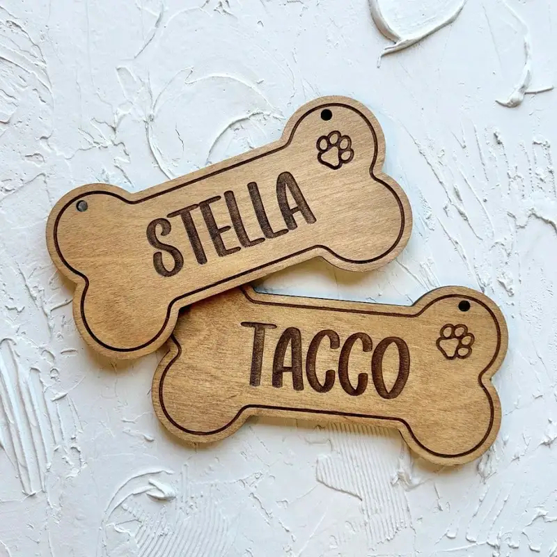 5PCS Tag Anjing Kayu Kustom -  - Pet Portrait Custom ulasan dan harga