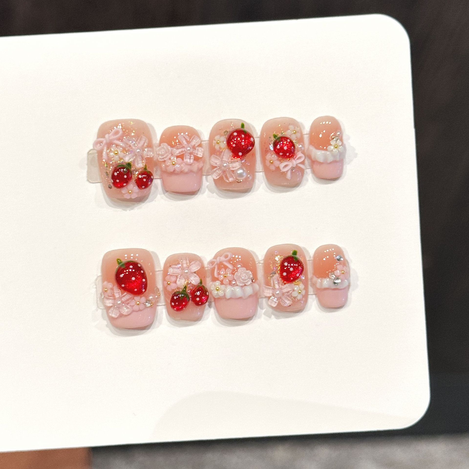 10pcs Kuku Palsu Cantik Motif  - Pressed Flower Art ulasan dan harga